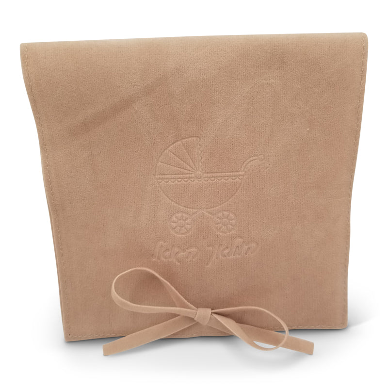 Suede Pouch with Embossed Carriage