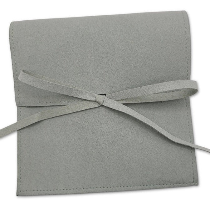 Microfiber Upsherin Pouch with vintage die cut scissors tag, in sage green, More colors available.