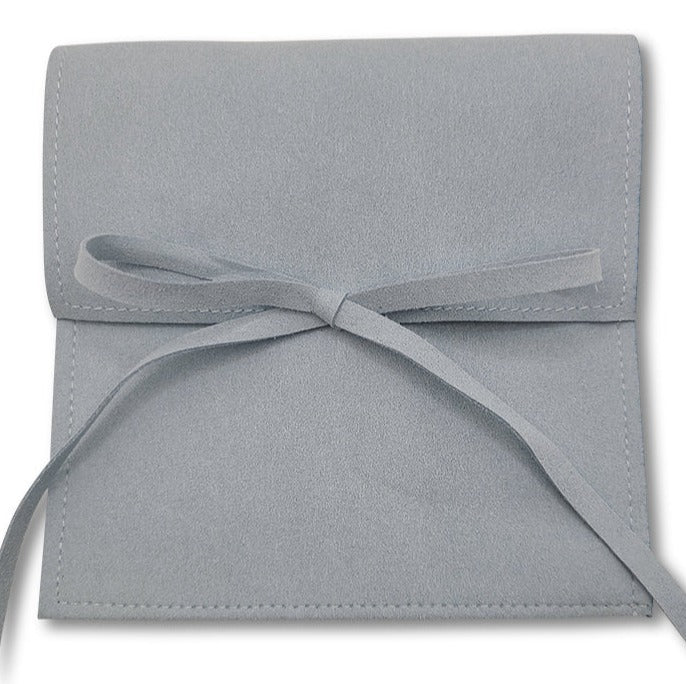 Microfiber Upsherin Pouch with vintage die cut scissors tag, in sage green, More colors available.