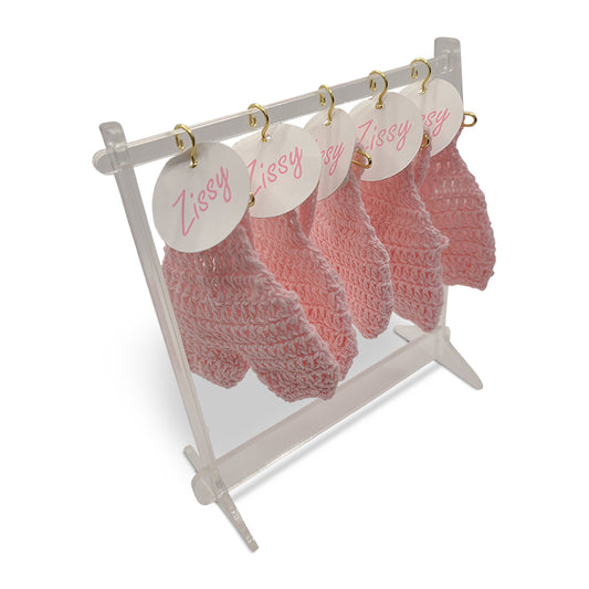 Mini Crochet Knit Baby Outfit with hanger & personalized tag, Pink (Rack Sold Separately, click link in descripton below)