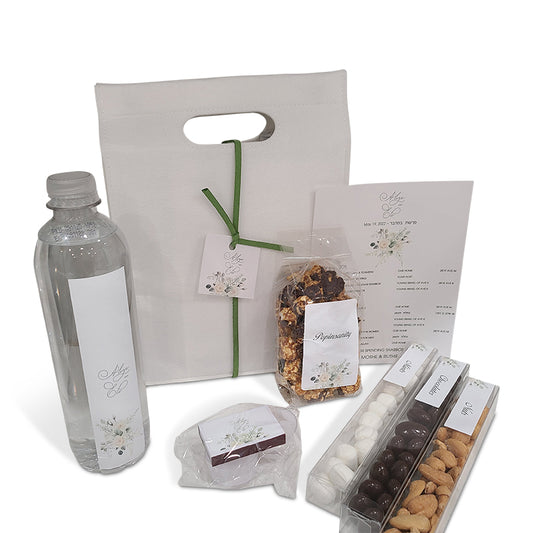 White Felt Tote Welcome Bag Green Floral