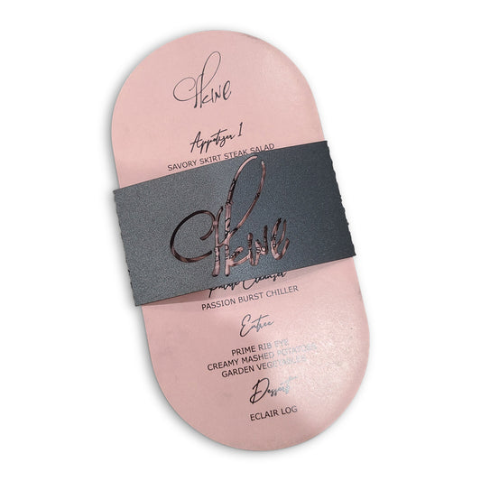 Pill Shape Menu Card, with Lasercut Wrap, Colors Available