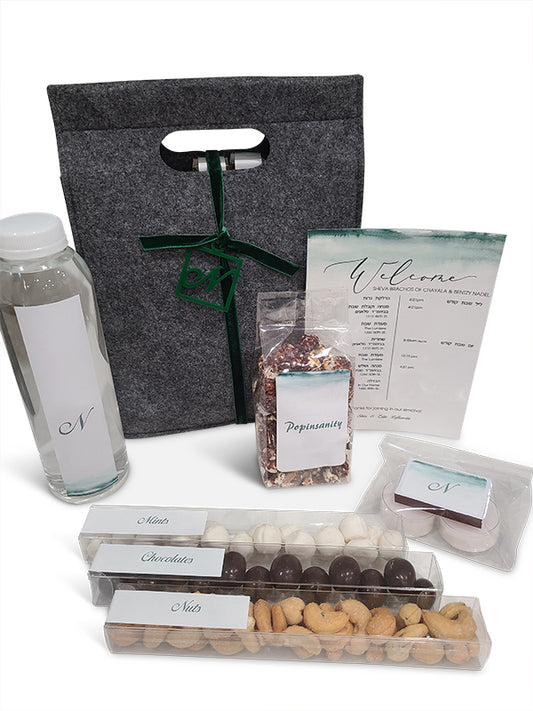 Watercolor Green Design, Grey Felt Tote Welcome Bag