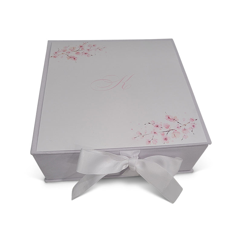 White Velvet Cherry Blossom Design Welcome Box