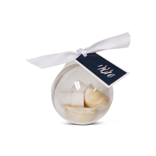Acrylic Ball Pidyon Haben Favor with ribbon & tag (Garlic & sugar not included.)