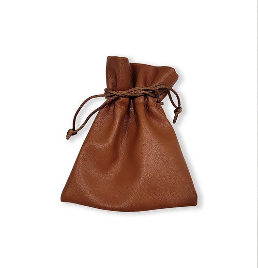 Brown Leather Aufruf Bag, Measures 4" x 5", Optional Personalization