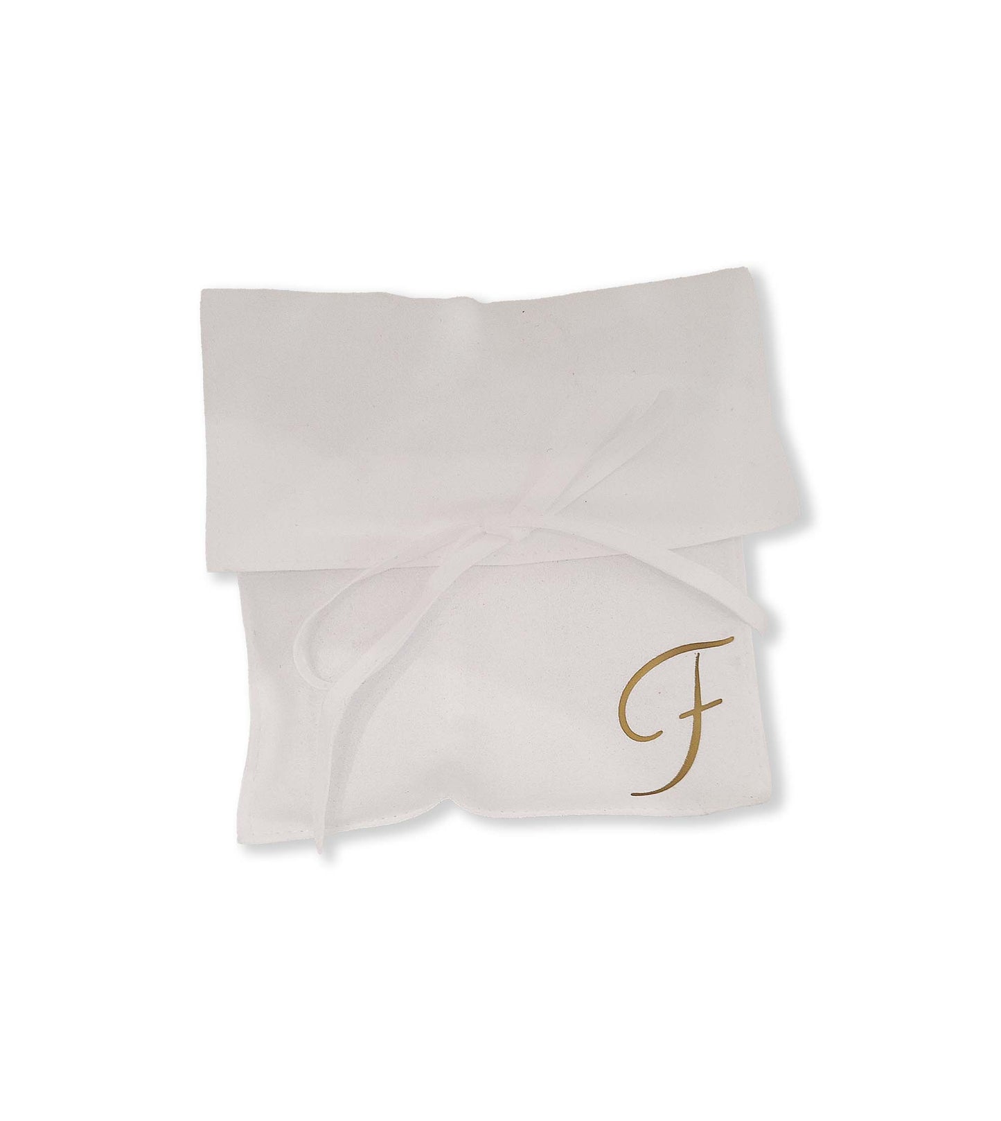 White Suede Pouch Aufruf Bag, Personalization is optional.