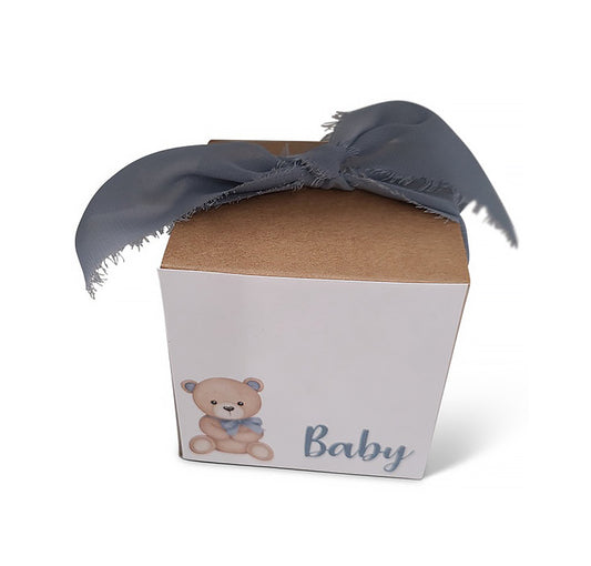 Vintage Teddy Bear Vachnacht Peckel Box with Frayed Ribbon (Additional Designs & Colors Available upon Request)