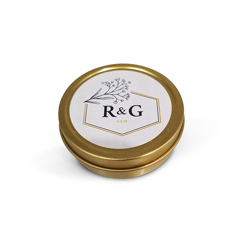 White Round Besomim Tin with green floral design
