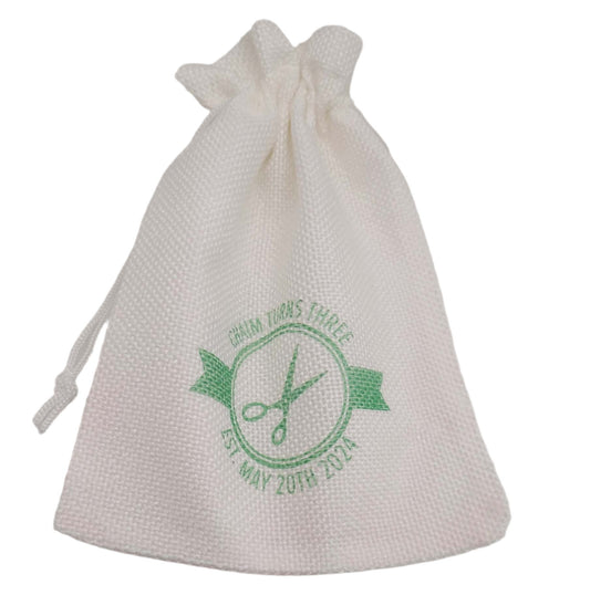 Vintage Seal with Scissors Personalized Burlap Upsherin Bag (Choose from a variety of designs & colors)