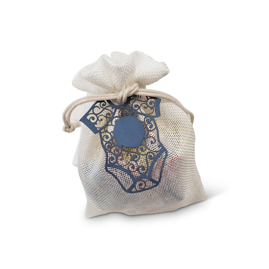 Burlap Vachnacht Peckel Bag with lasercut onesie tag (Can be personalized with initial) More deisigns available.