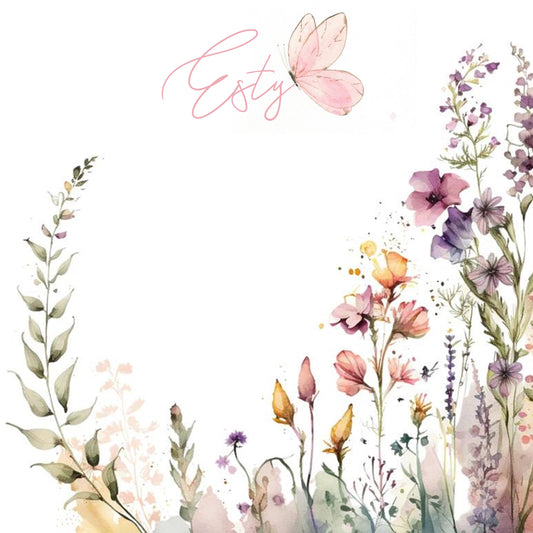 Pink Butterfly Themed Personalized Placemat 12x12.