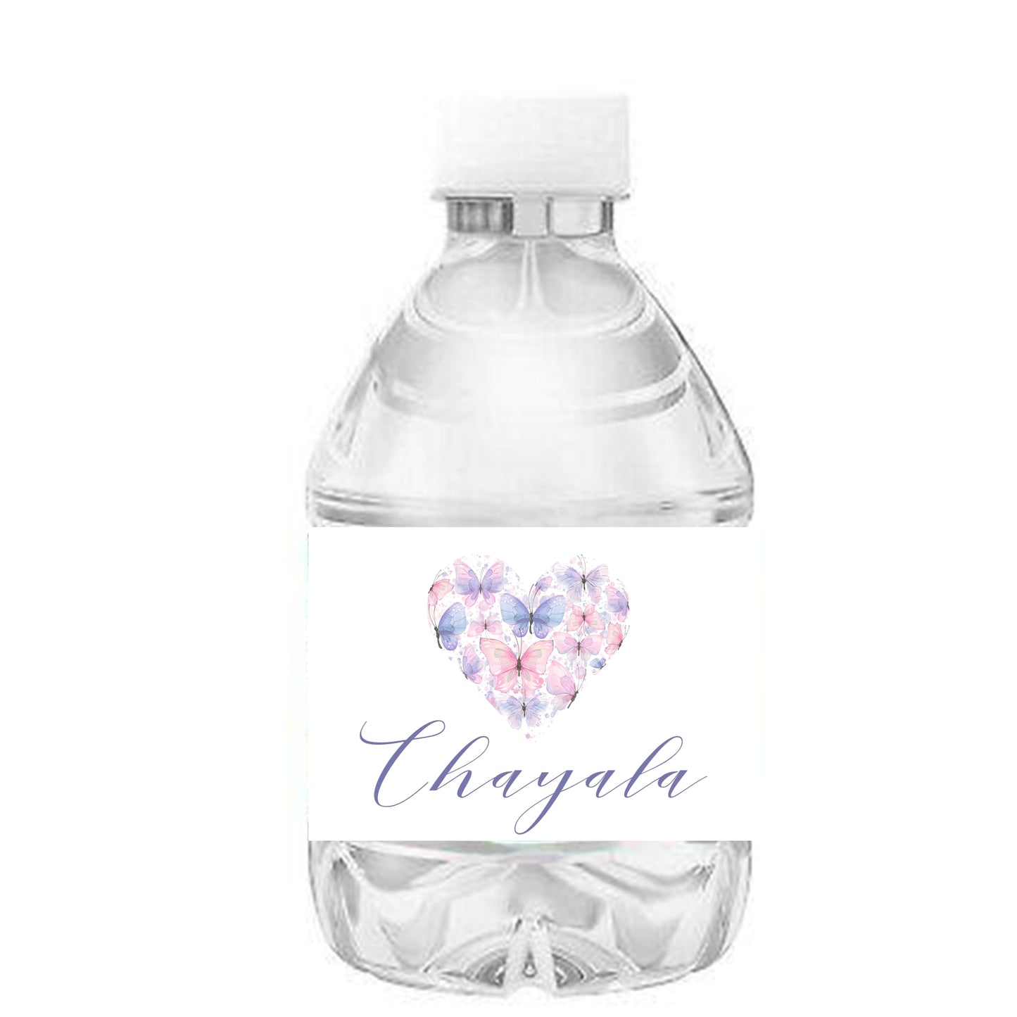 Purple Butterfly Themed Personalized Water Bottle.