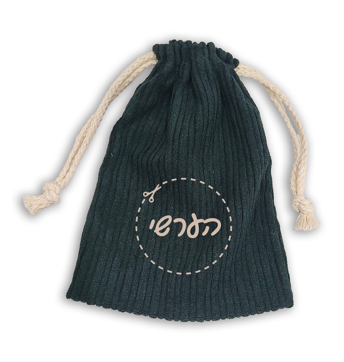 Green Corduroy Bag Scissors with dotted border Design, Rope