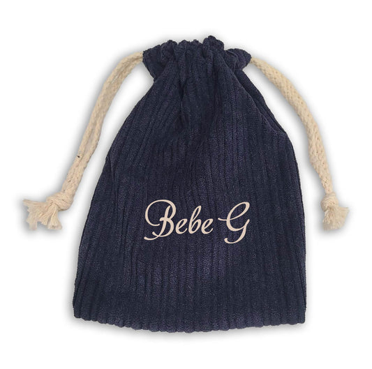 Navy Bebe Design Corduroy Bag With Rope Drawstring (Other Designs & Colors Available)