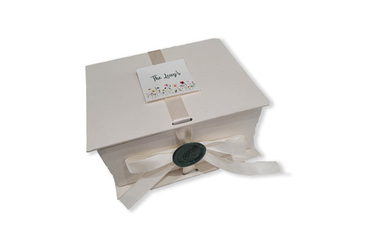 Cream Gift Box with Ribbon, Personalized Tag Included, Wax Seal is Optional