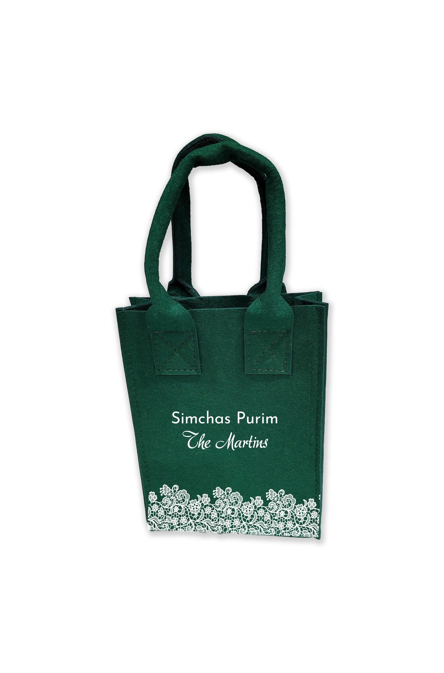 Green Felt Mini Tote with Lace Design (Other Designs Upon Request)