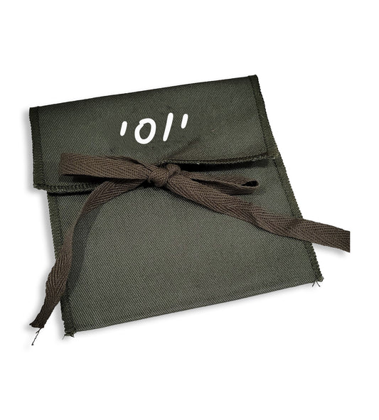 Cotton Twill Personalized Upsherin Pouch with tie, in Khaki Green