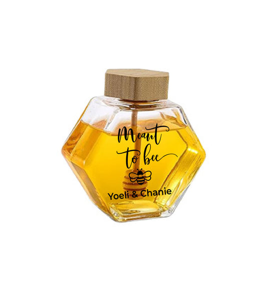 "Meant to Bee" Hexagon Honey Jar with Dipper