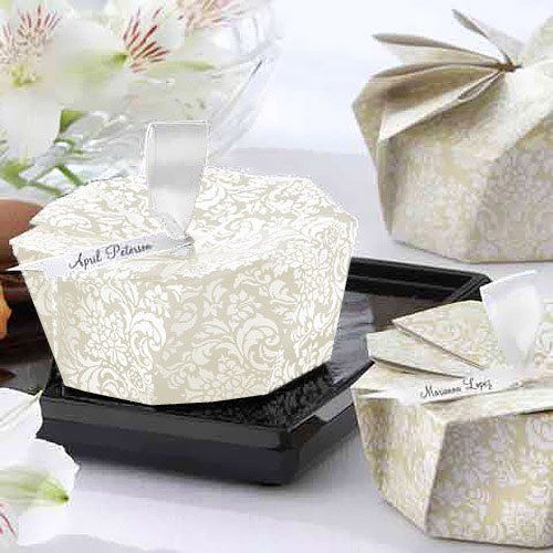Ivory Damask Favor Box, Limited Quantity.