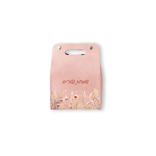 Leather Shalach Manos Tote Pink with Wildflower Design