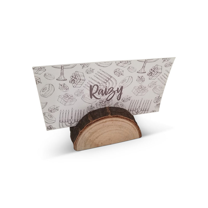 Log Placecard Holder with Chanukah Design Placecard
