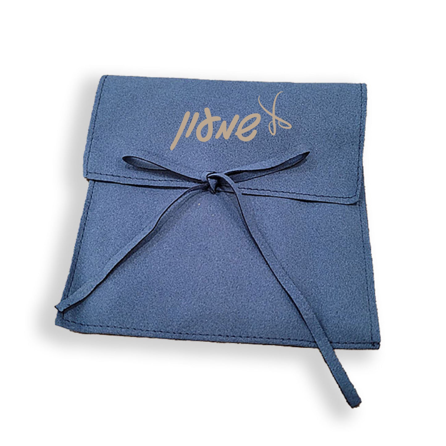 Microfiber Upsherin Pouch in denim blue with Scissors Design, Bags available in more colors.