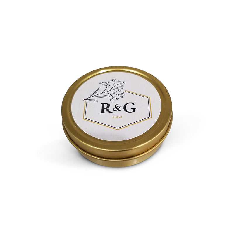 Gold Round Mint Tin with floral design (Contents not included)