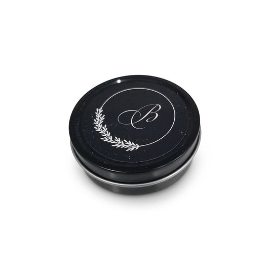 Black Round Besomim Tin with wreath design