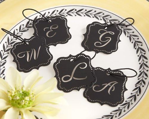 "Letter Perfect" Laser-Cut Monogrammed Tag, Set of 24. (Box and ribbon not included)