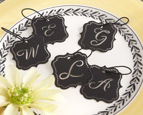 "Letter Perfect" Laser-Cut Monogrammed Tag, Set of 24.  (Box and ribbon not included)