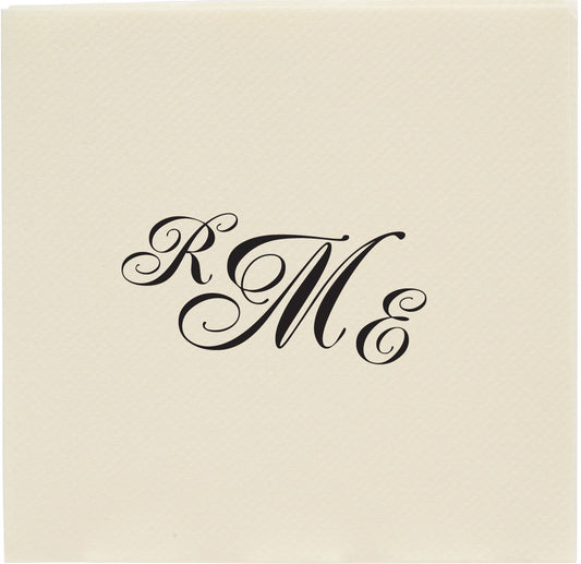 Monogram or Text Linen Type Cocktail Napkin