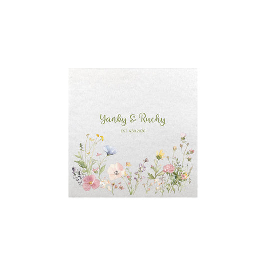 Pastel Floral Design Linen Type Cocktail Napkin