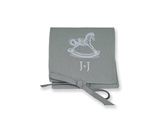 Sage Green Rocking Horse Design Mini Personalized Suede Pouch (More Colors Available)