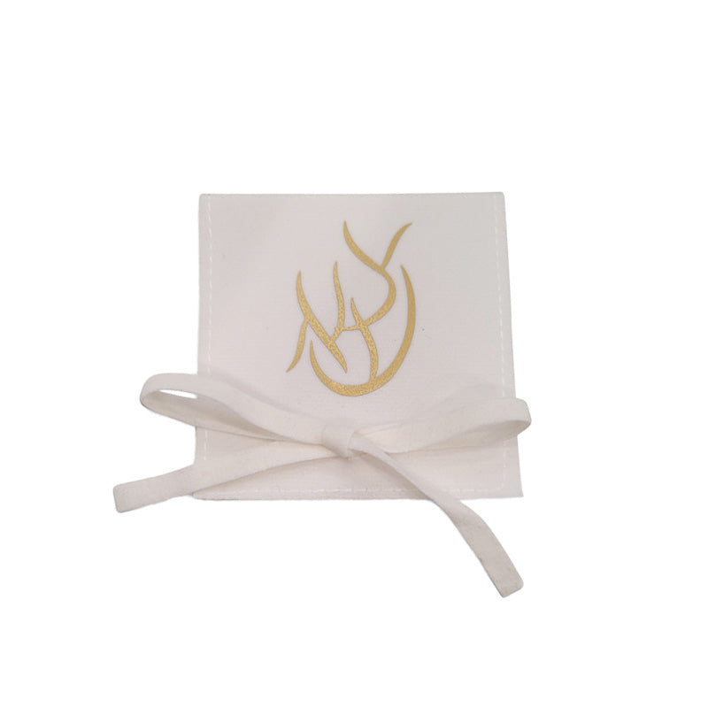 White Personalized Suede Pouch with Bow
