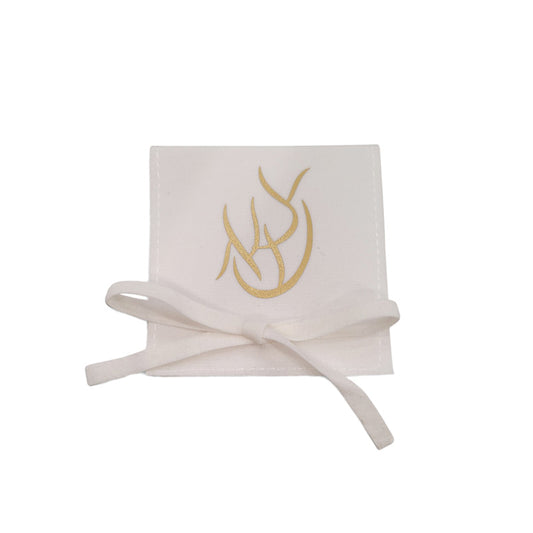 White Personalized Suede Pouch with Bow