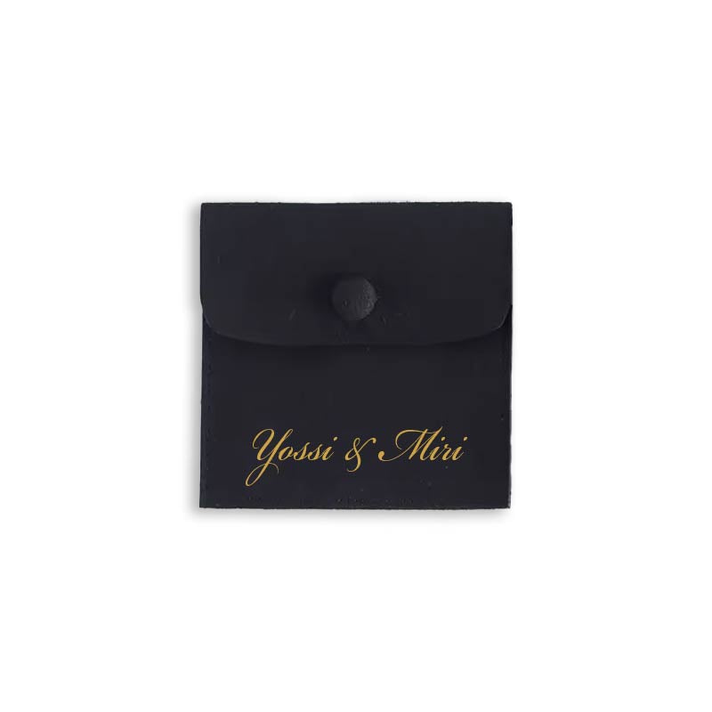 Elegant Personalized Black Suede Pouch, Custom Logo Available