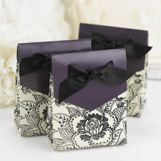 Black & Eggplant Tent Favor Box 3 x 3 1/4"