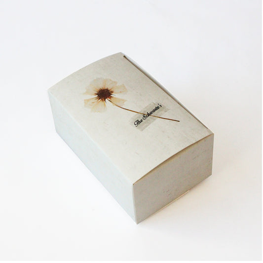 White Flower Design Mishloach Manos Gift Box with Free Personalized Tag