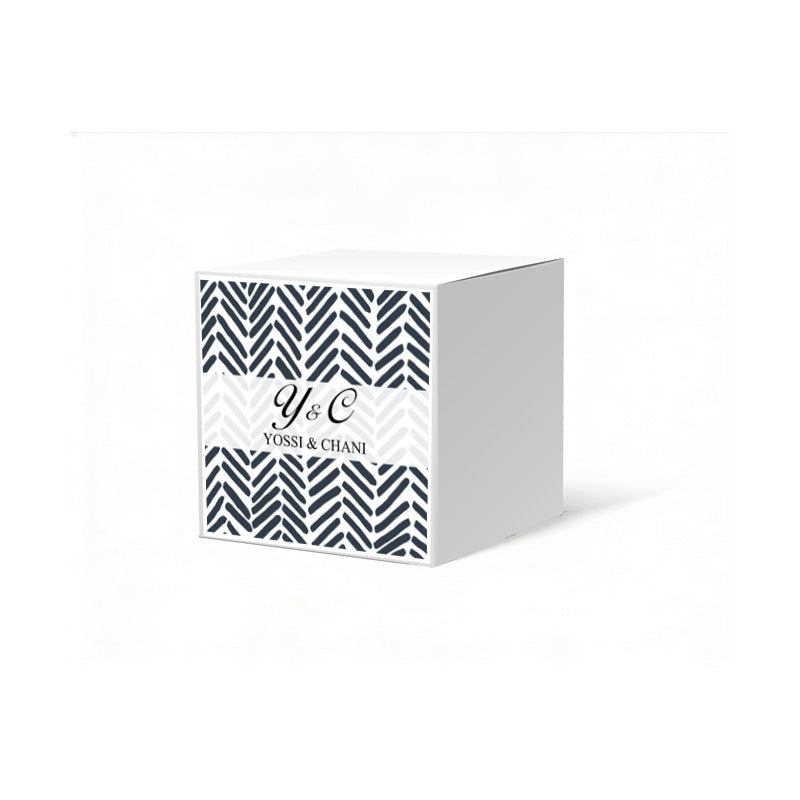 Herringbone Design Favor Box, 2 x 2 inches, Colors Available, Optional matching ribbon.