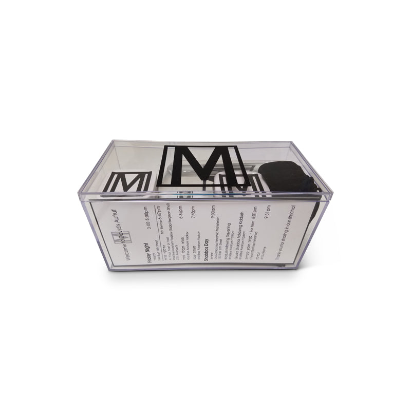 Personalized Acrylic Welcome Box with Square Lasercut Initial (Available in many colors)