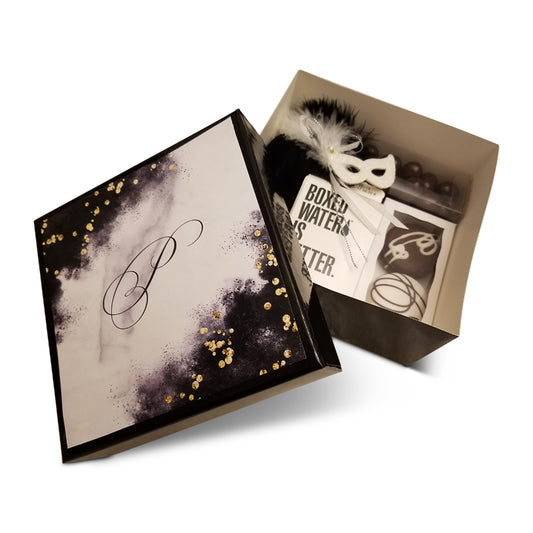 Black 6x6x3 Gift Box Luxury Black Marble Label. Some assembly required.