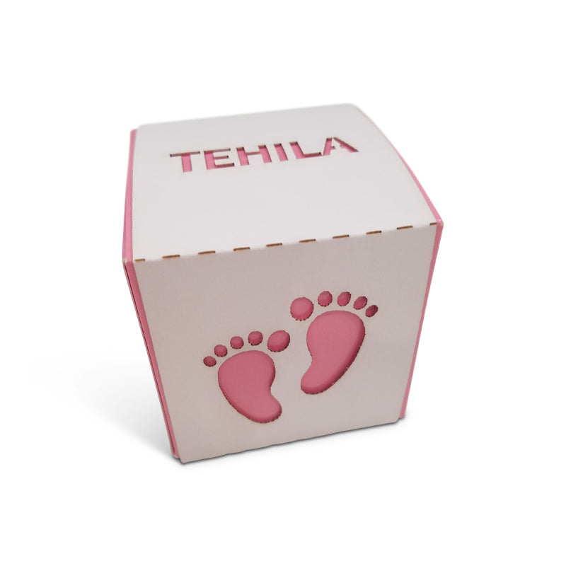 Personalized Baby Footprint Favor Box, (Additional Colors Available)