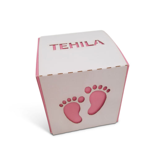 Personalized Baby Footprint Favor Box, (Additional Colors Available)