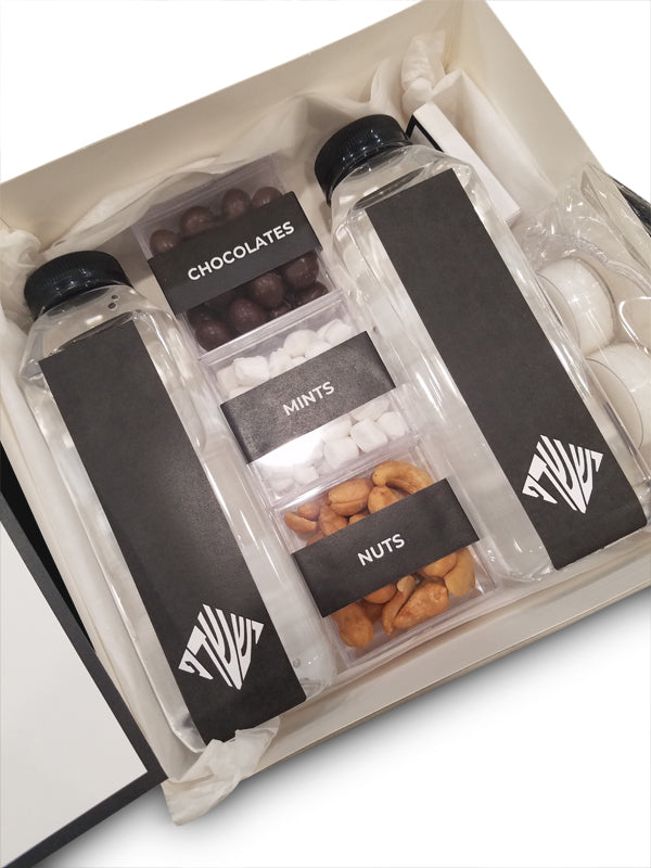 Black Box with White Monogrammed Wrap Welcome Box