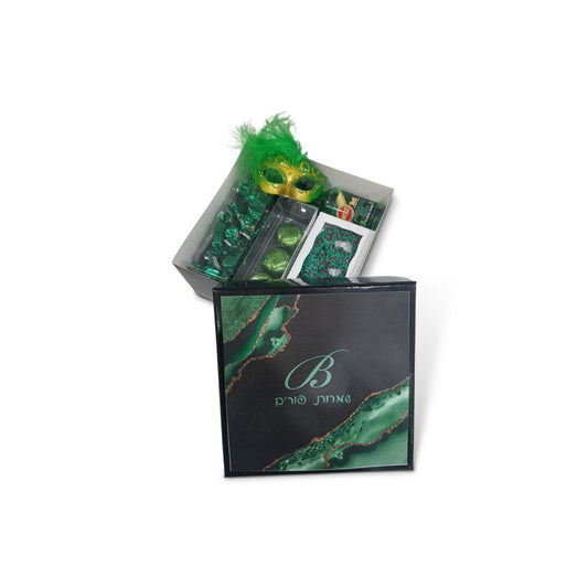 Black 6x6x3 Gift Box with Green Agate Label (Some Assembly Required)