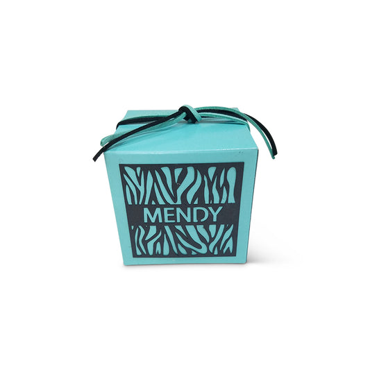 Tiffany Box with Zebra Design Lasercut tag and optional cord. (Some Assembly Required)