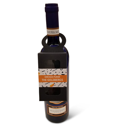 Scandinavian Doodle Design Wine Bottle Hanger Orange