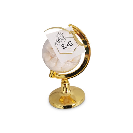 Personalized Gold Mini Globe Candy Container