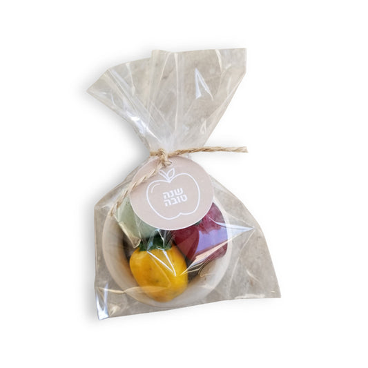 Wooden Ring with Chocolate Apples, Personalized Tag Available